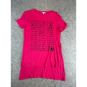 Juicy Couture High Low Graphic Tunic Top Womens Medium Pink Sequin Coquette Y2K